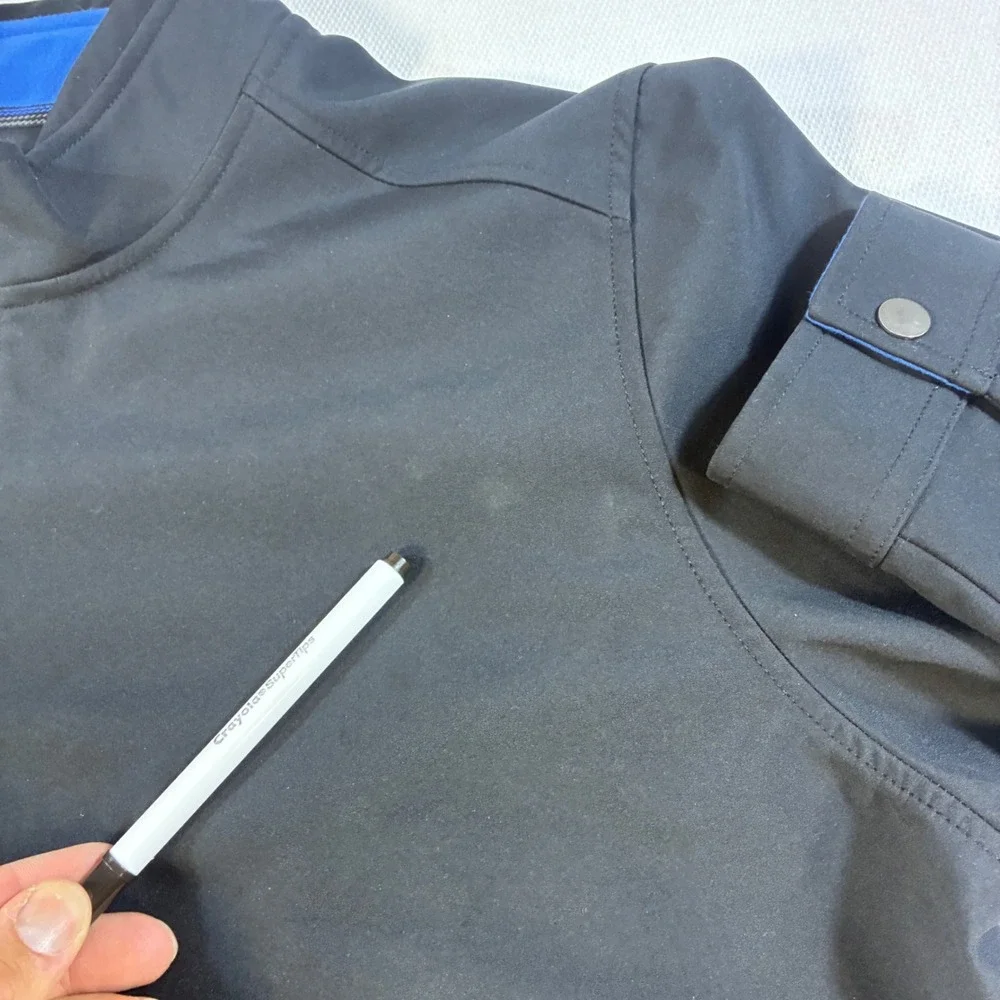 Tommy‎ Bahama Jacket Mens XL Black Blue Fleece Lined Softshell Full Zip